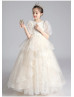 Beaded Ivory Lace Tulle Chic Flower Girl Dress